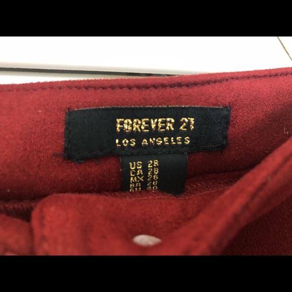 Forever 21 Maroon Suede Button-down skirt Size 28 - Picture 3 of 6